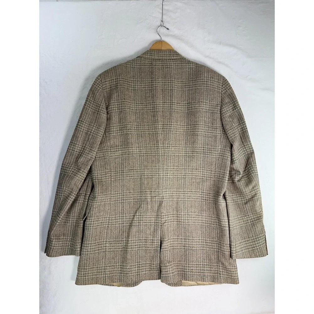Vintage Chaps By Ralph Lauren Blazer Mens 40 Beige‎ Plaid Wool Tweed Sport Coat